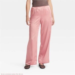 Women's Mid-Rise Straight Leg Satin Pull-On Pants - A New Day